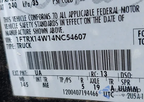 2004 Ford F-150 Stx/Xl/Xlt from USA, damaged, VIN 1FTRX14W14NC54607